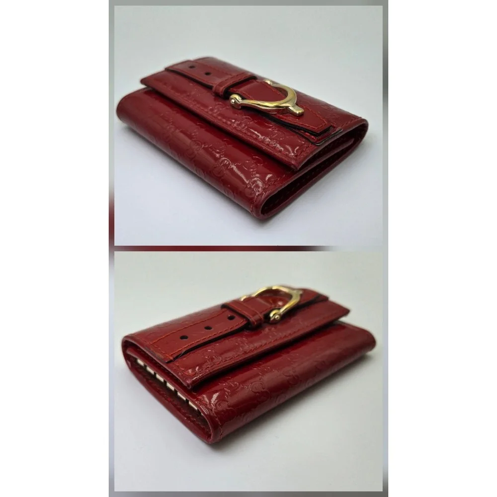 Gucci Red Guccissima Patent Leather 6 Key Case Holder Buckle